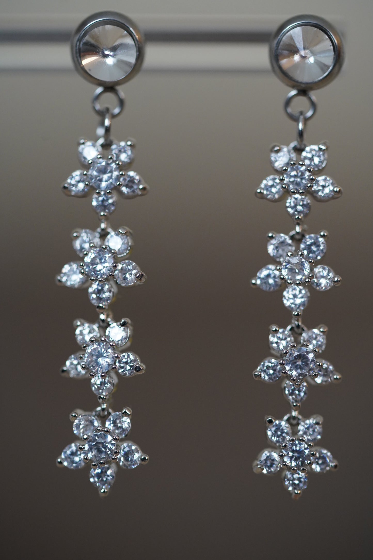 Sternchen Ohrhänger, Eisblumen Ohrhänger silber, Braut Ohrringe Hochzeit, Geschenk Tipp Weihnachten