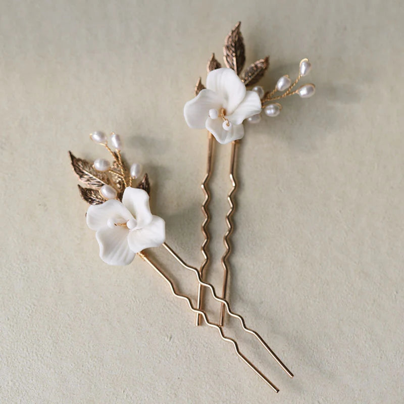 Braut Haarpins, Braut Haarnadeln, Braut Haarkamm gold, Set mit Ohrringen,Boho Haarnadeln