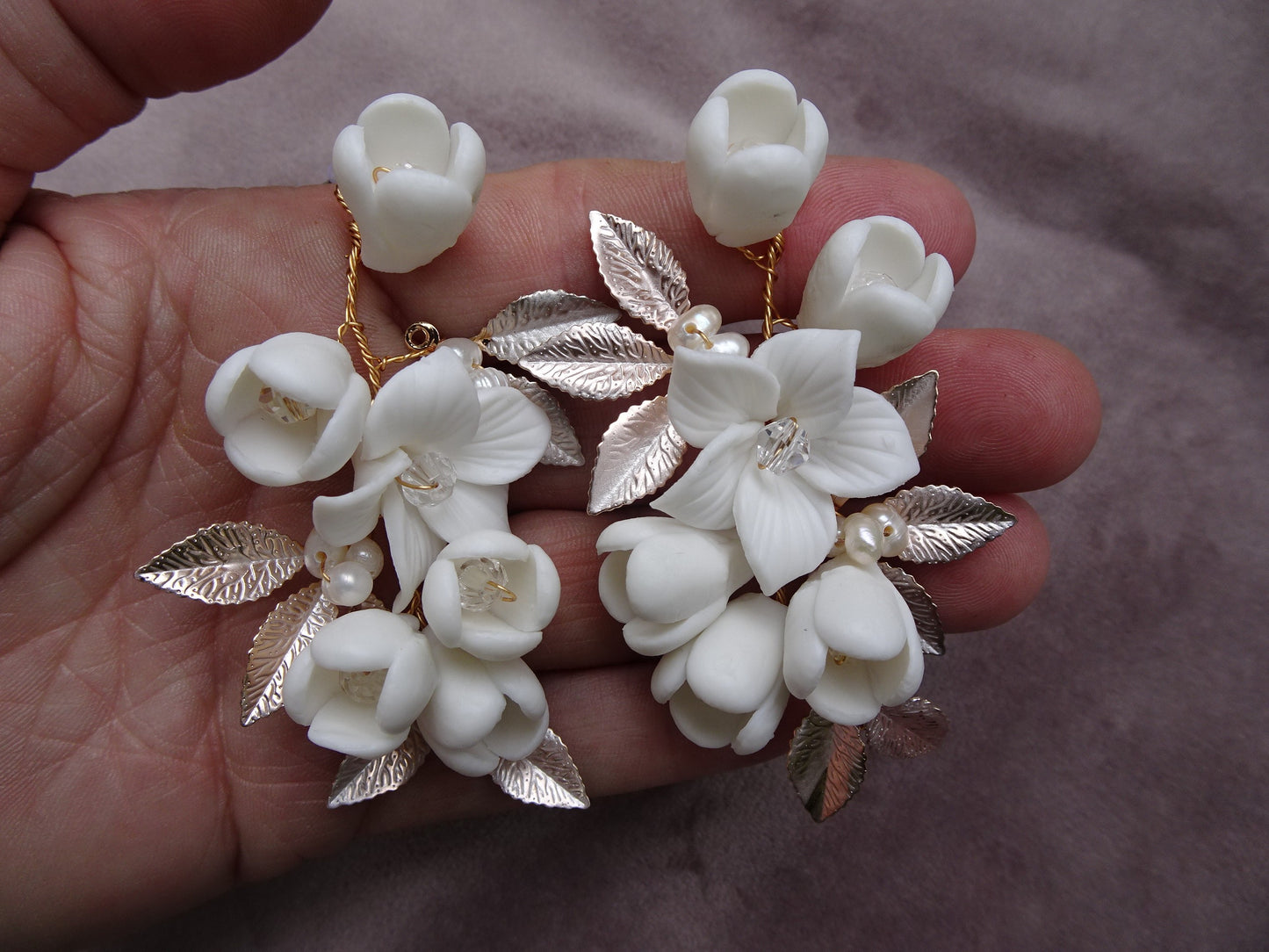 Hochzeits Ohrringe weise Blumen