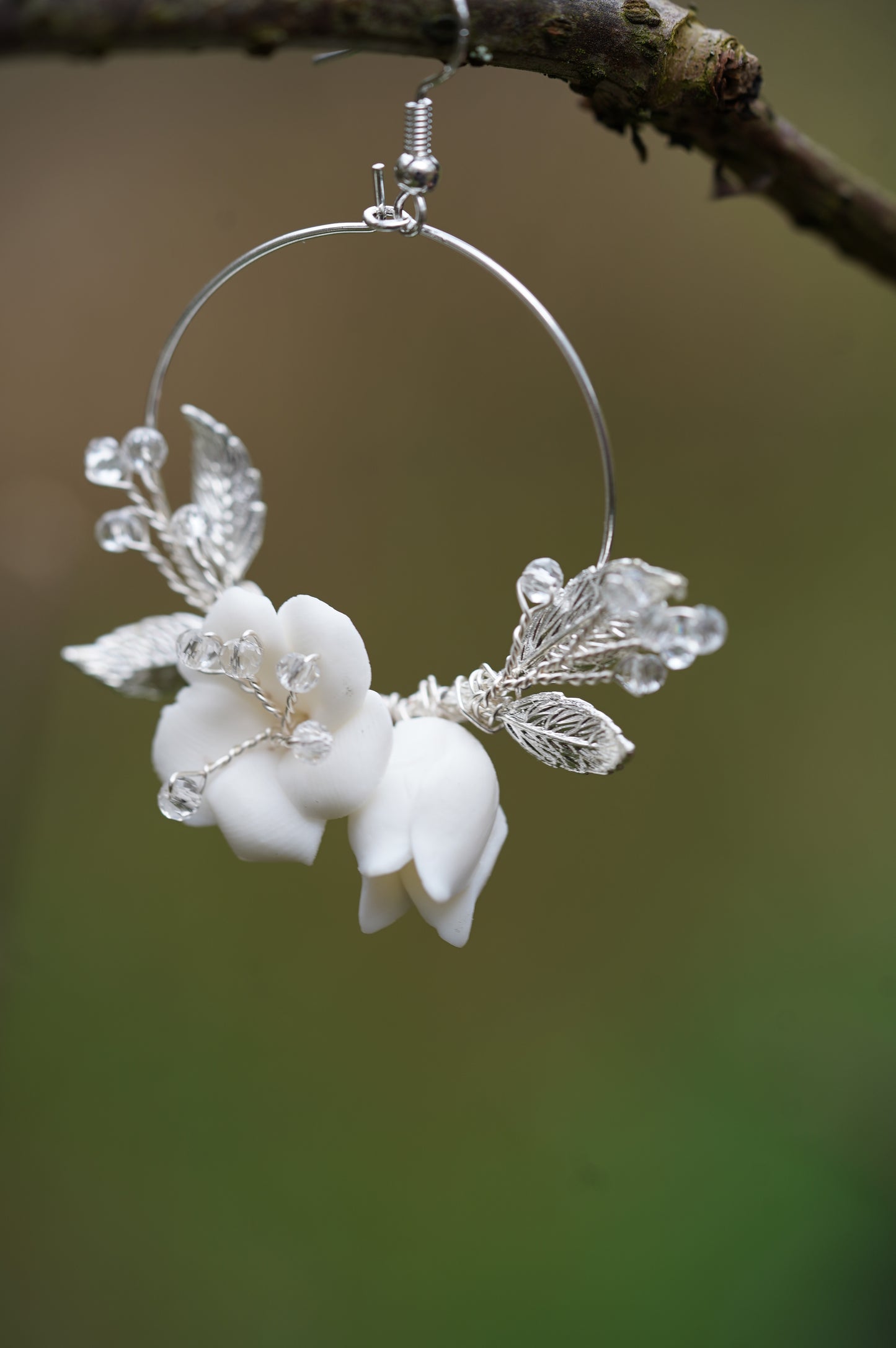 Blumen Creolen Gold, Braut Ohrringe Boho Style, Handmade Blumen Creolen , Geschenktipp Weihnachten, Geburtstagsgeschenk,