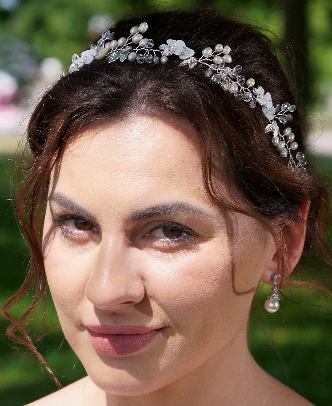 Braut Haarschmuck Perlen Hochzeits Haarband Süßwasserperlen Boho Braut Haarschmuck silber