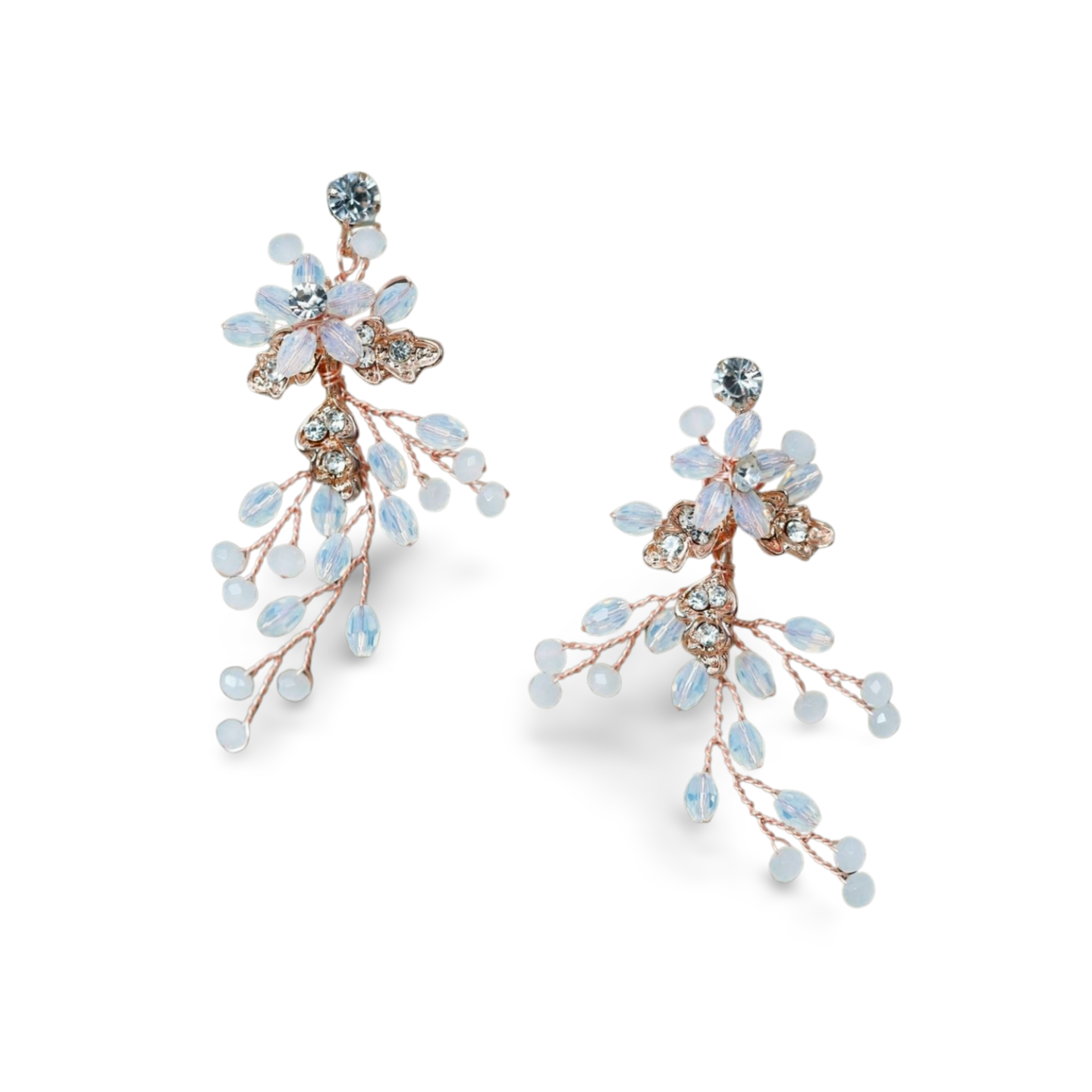 Braut Perlen Ohrringe rosegold, Boho Hochzeits Ohrringe Perlen Hänge Ohrringe Hochzeit