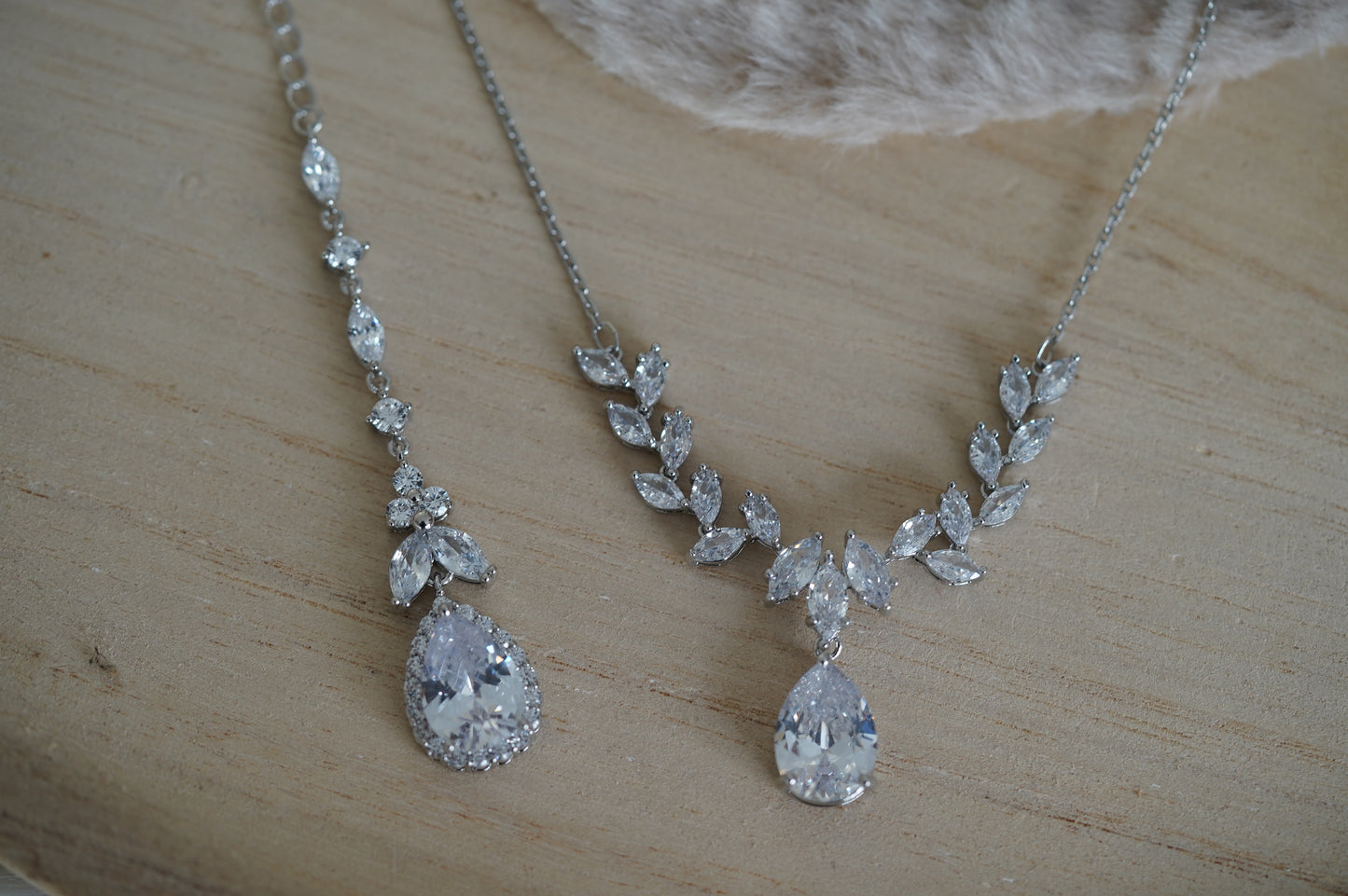 Braut Schmuck Collier silber Rückenkette Hochzeits Schmuck Zirkonia Braut Halskette Rückenkette Schmuck Set Boho Schmuck Set