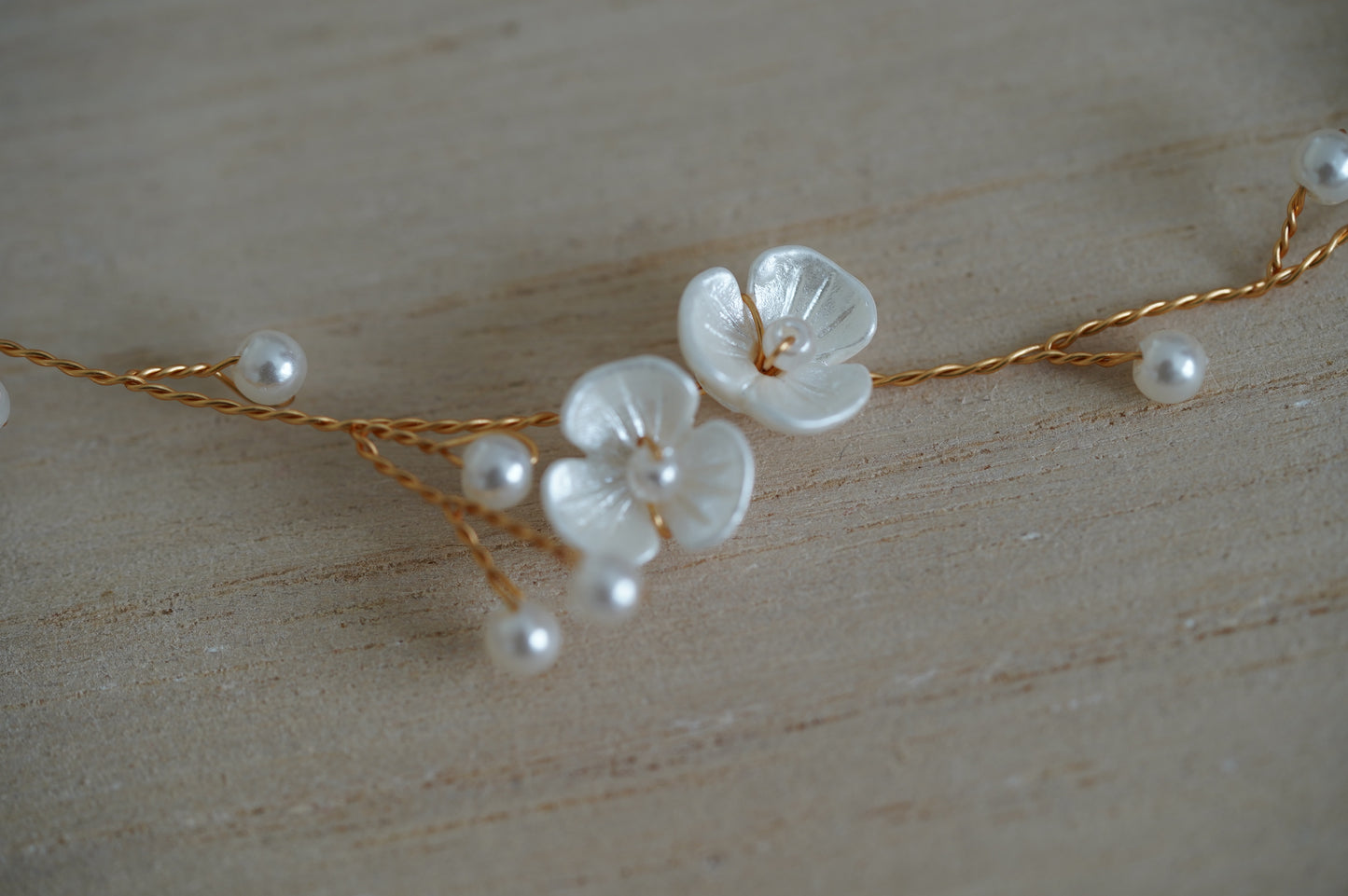 Hochzeits Haarschmuck silber weise Blumen Haardraht Blumenmächen Haarschmuck