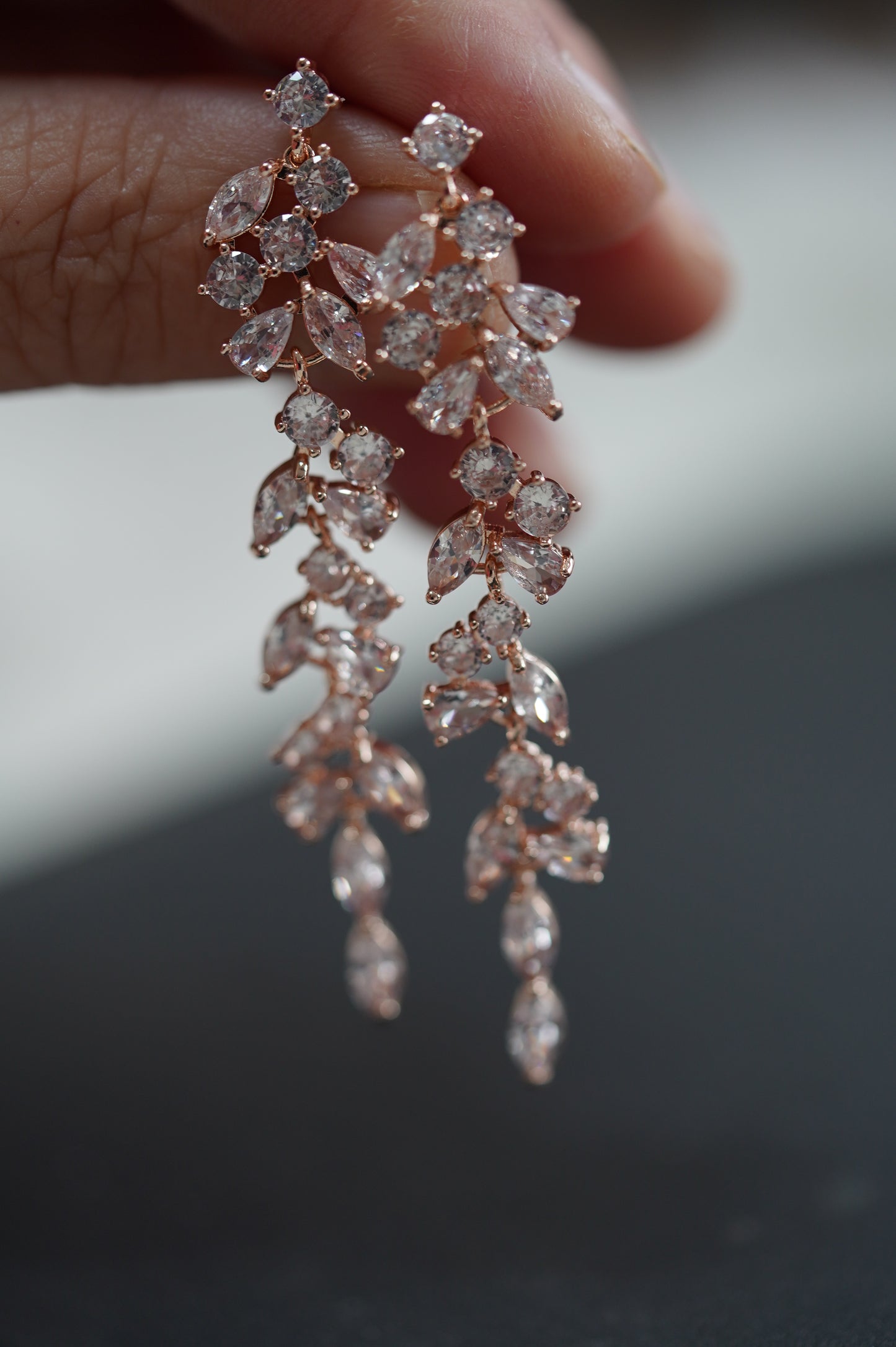 rosegold Glitzer Ohrringe Hochzeits Ohrringe Glitzer Zweig Braut Ohrringe