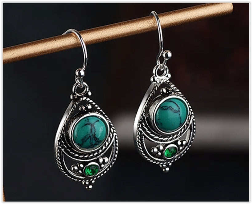 Türkis Tropfen Ohrringe silber 925 Vintage style Ohrringe Geschenktipp