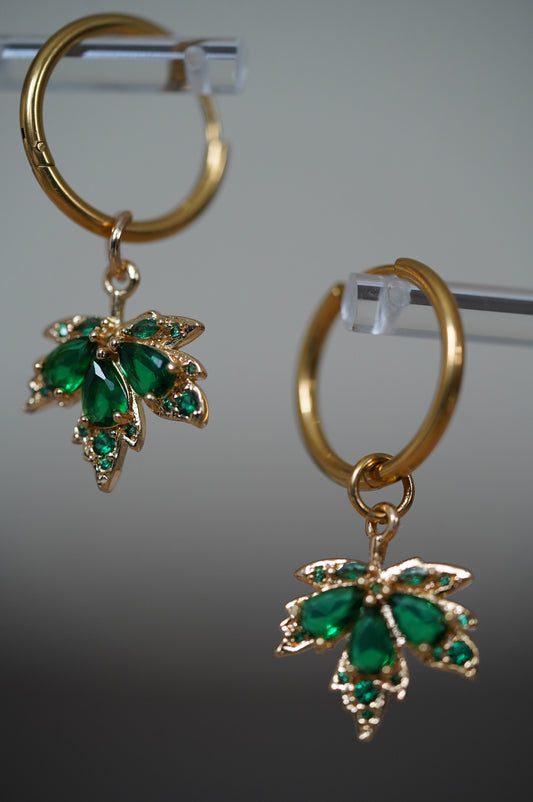 Creolen Blatt Ohrringe, Naturschmuck Damen,