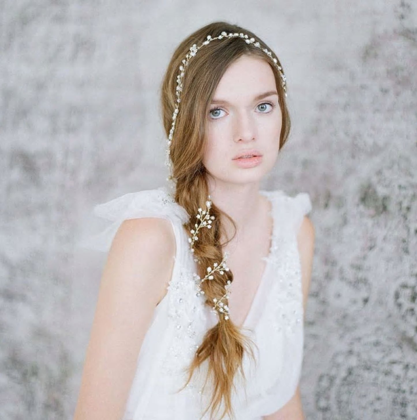 Braut Haarband silber echte Perlen boho Haarband Hochzeits Haarschmuck silber