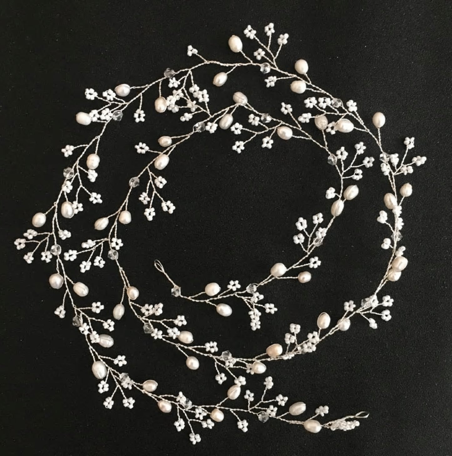 Braut Haarband silber echte Perlen boho Haarband Hochzeits Haarschmuck silber