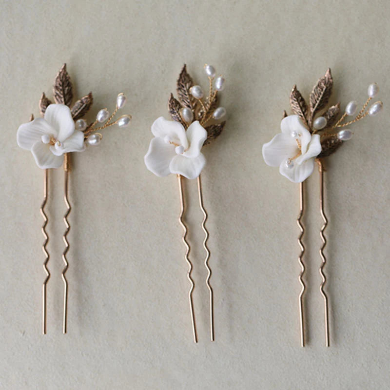 Braut Haarpins, Braut Haarnadeln, Braut Haarkamm gold, Set mit Ohrringen,Boho Haarnadeln