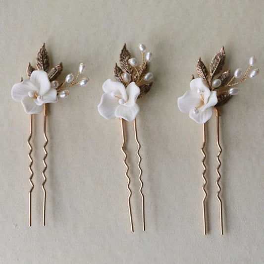Braut Haarpins, Braut Haarnadeln, Braut Haarkamm gold, Set mit Ohrringen,Boho Haarnadeln