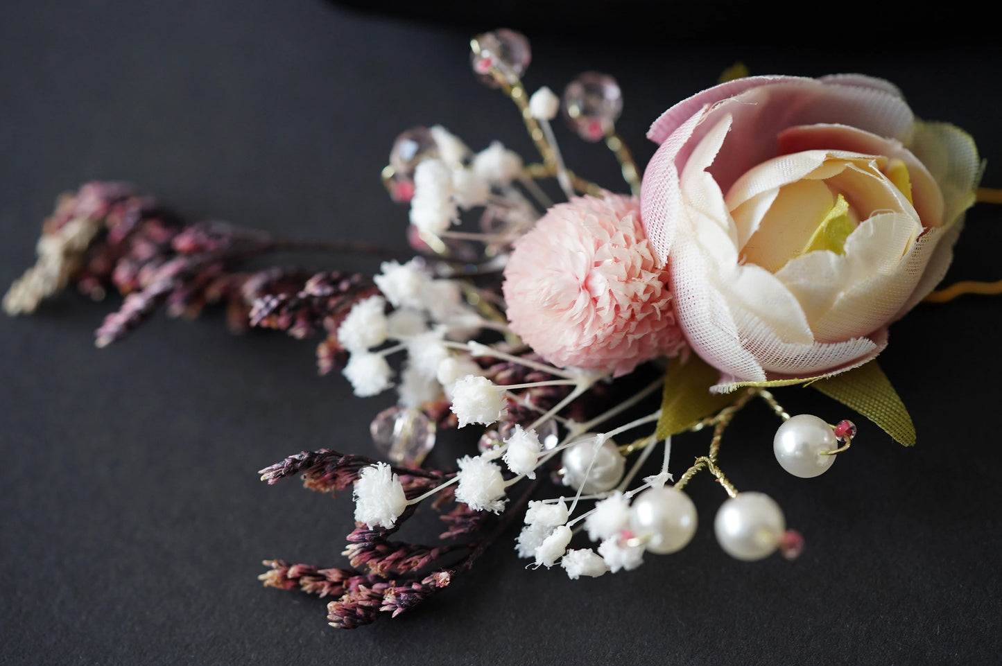 Braut Haarschmuck, getrocknete Sommerblumen, echte Blumen, Filigrame Röschen, rose, Hochzeitshaarschmuck, Brautjungferschmuck