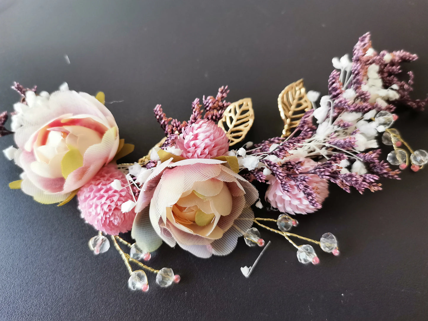 Braut Haarschmuck, getrocknete Sommerblumen, echte Blumen, Filigrame Röschen, rose, Hochzeitshaarschmuck, Brautjungferschmuck