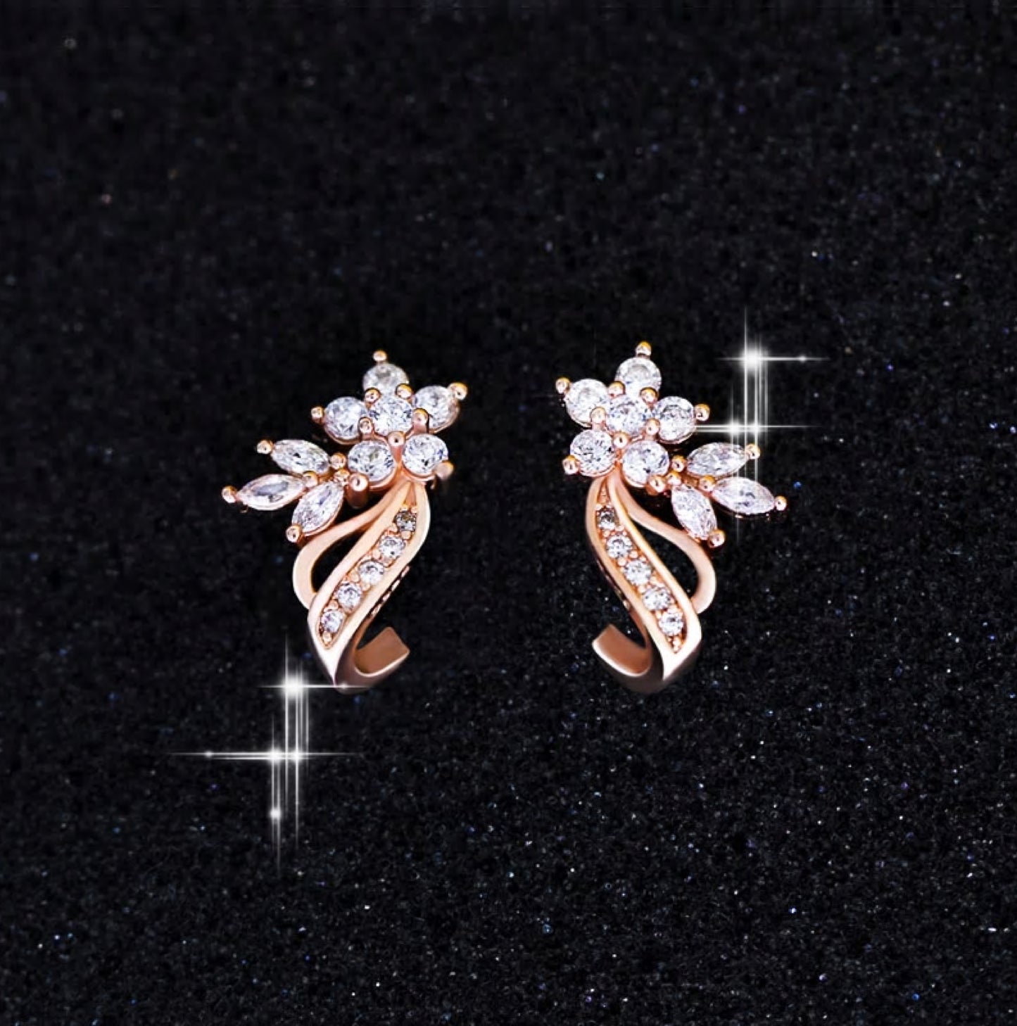 rosegold Ohrstecker Damen, Glitzer Sternenschweif  Mini Ohrring, Geschenktipp Weihnachten,