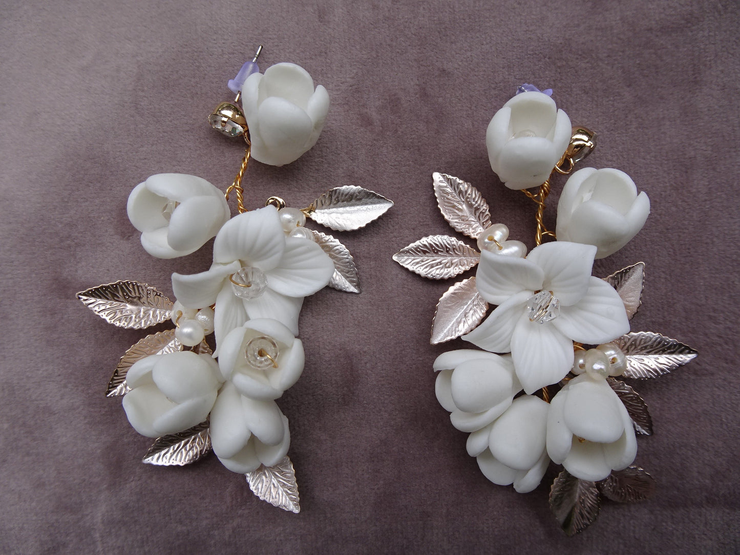 Hochzeits Ohrringe weise Blumen