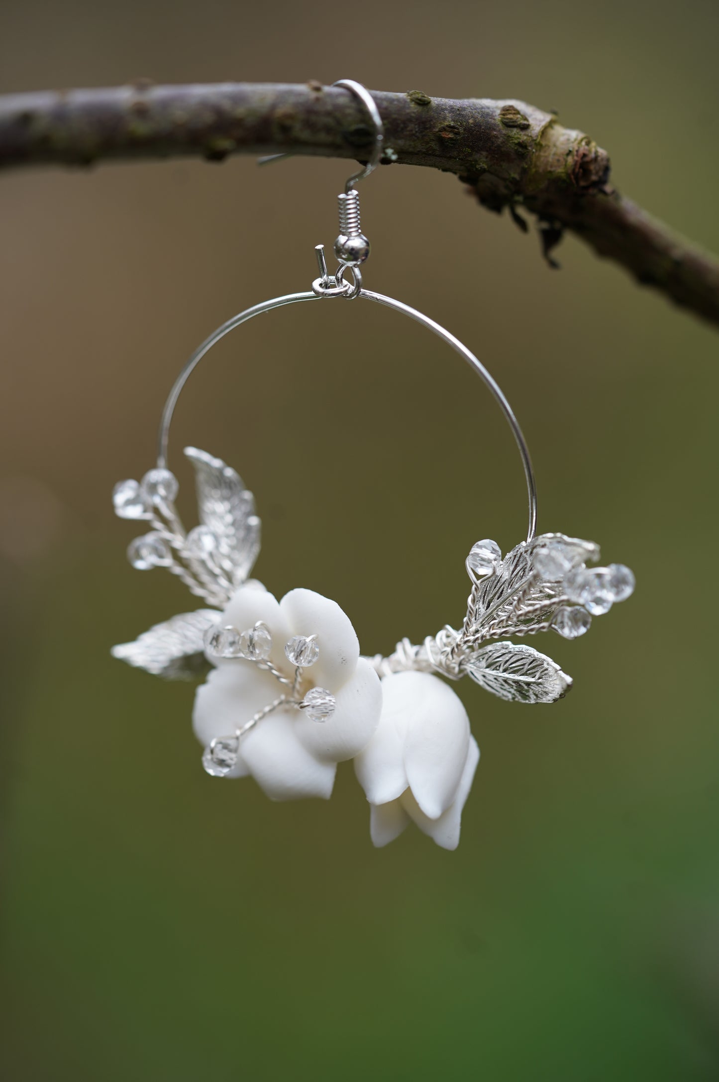 Blumen Creolen Gold, Braut Ohrringe Boho Style, Handmade Blumen Creolen , Geschenktipp Weihnachten, Geburtstagsgeschenk,