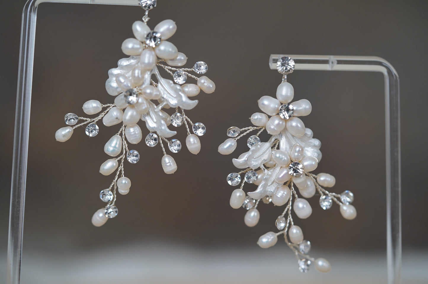 Braut Perlen Ohrringe rosegold, Boho Hochzeits Ohrringe Perlen Hänge Ohrringe Hochzeit