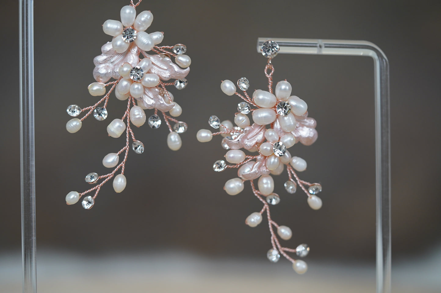 rosegold Perlen Hänge Ohrringe Braut Perlen Ohrringe rosegold Perlen Ohrringe Hochzeit