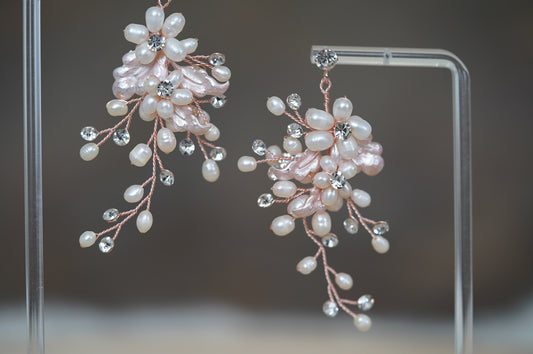 rosegold Perlen Hänge Ohrringe Braut Perlen Ohrringe rosegold Perlen Ohrringe Hochzeit