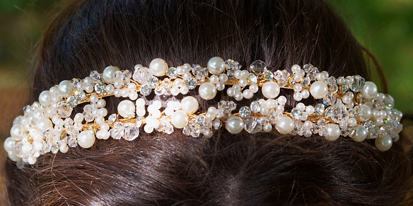Braut Haarreif Perlen gold Hochzeits Haarschmuck Perlen Boho Hochzeit Geschenktipp Hochzeit