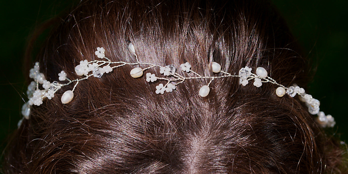 Braut Haarband silber echte Perlen boho Haarband Hochzeits Haarschmuck silber