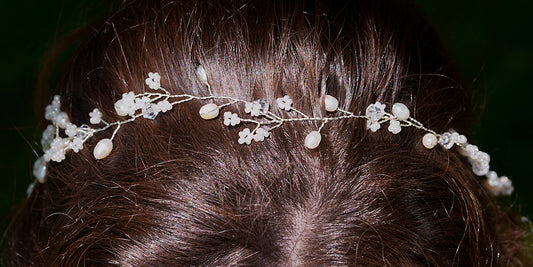 Braut Haarband silber echte Perlen boho Haarband Hochzeits Haarschmuck silber