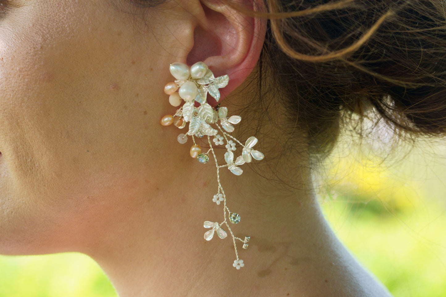 Braut Ohrringe Hochzeit, Perlen Ohrringe lang, Hänge Ohrringe im Boho Style Geschenktipp Hochzeit festliche Ohrringe