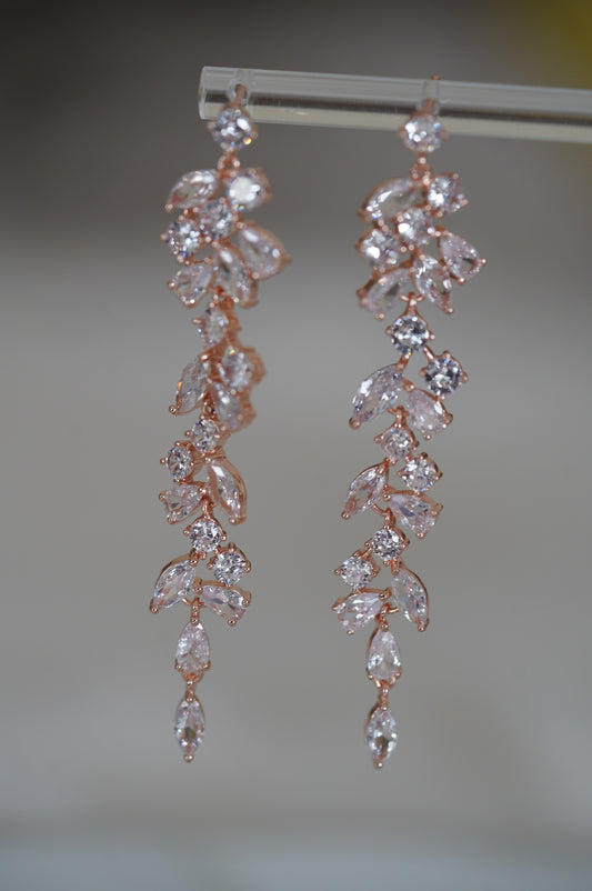 rosegold Glitzer Ohrringe Hochzeits Ohrringe Glitzer Zweig Braut Ohrringe