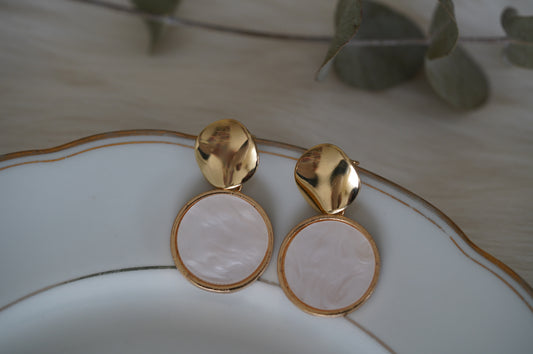 Perlmutt Ohrringe gold, Vintage style Ohrringe Damen,