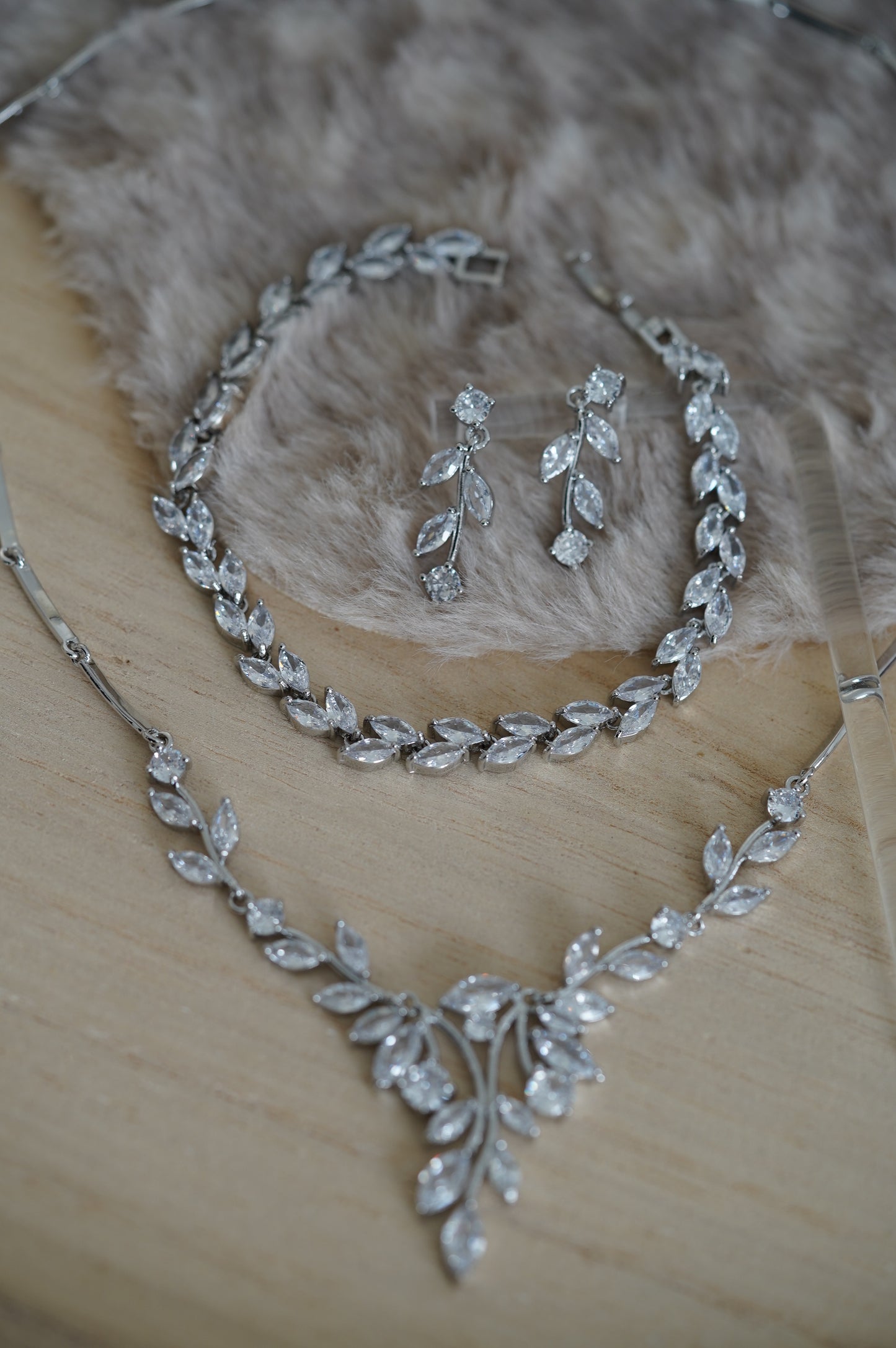 Braut Schmuck Collier silber Rückenkette Hochzeits Schmuck Zirkonia Braut Halskette Rückenkette Schmuck Set Boho Schmuck Set