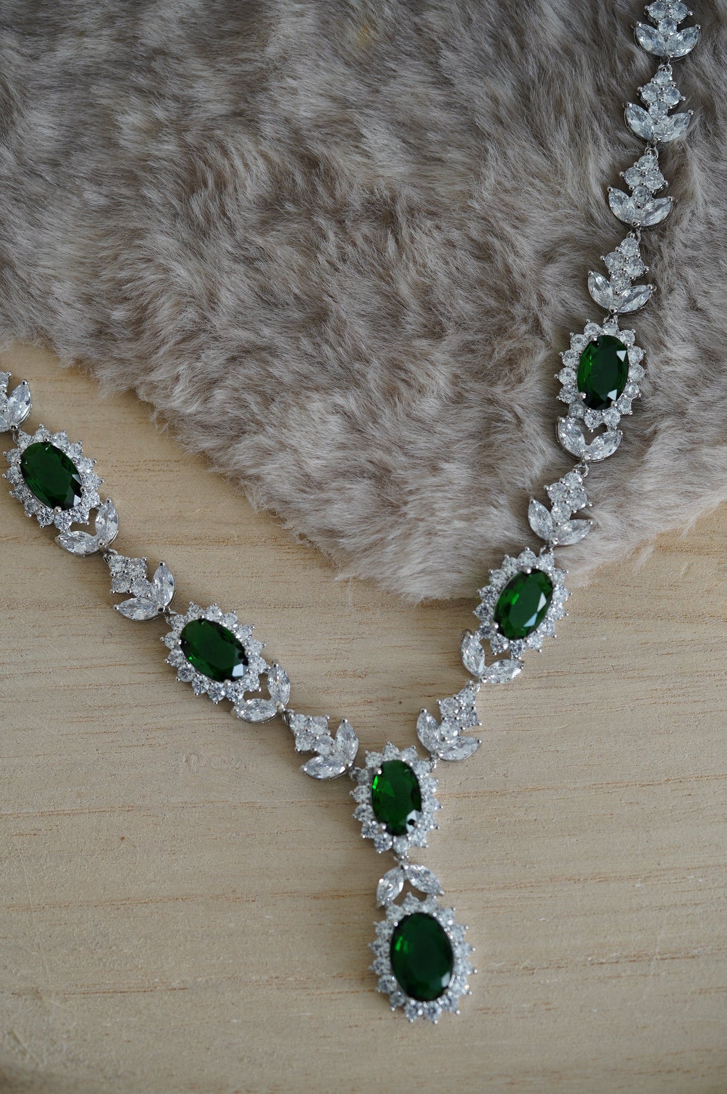 Braut Schmuck silber Hochzeits Collier Set Smaradgrün Blatt Halskette Zirkon Hochzeits Schmuck Set