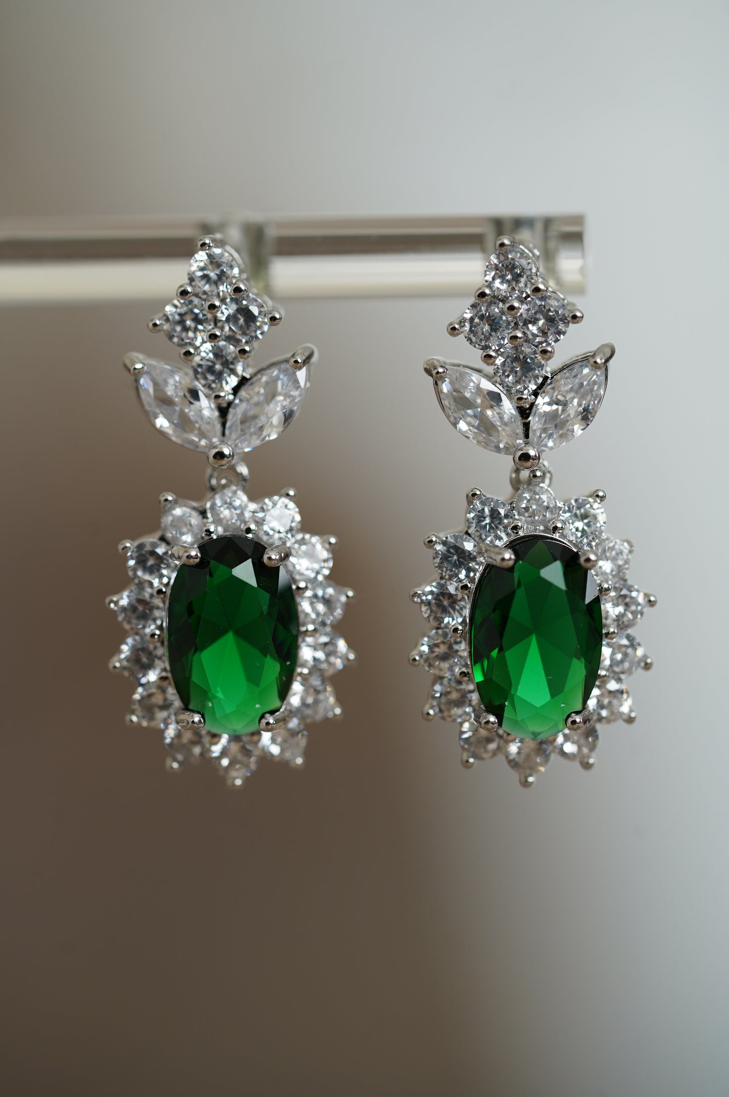 Braut Schmuck silber Hochzeits Collier Set Smaradgrün Blatt Halskette Zirkon Hochzeits Schmuck Set