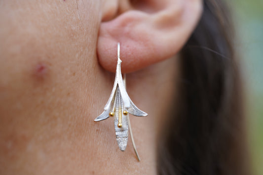 Blumen Ohrringe silber 925 Hänge Ohrringe Magnolien Ohrringe