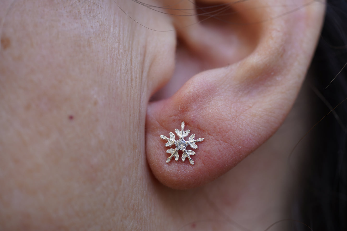 Schneeflocken Ohrringe silber 925,Ohrstecker Schneeflocke ,Eiskristall, Ohrschmuck für Kinder