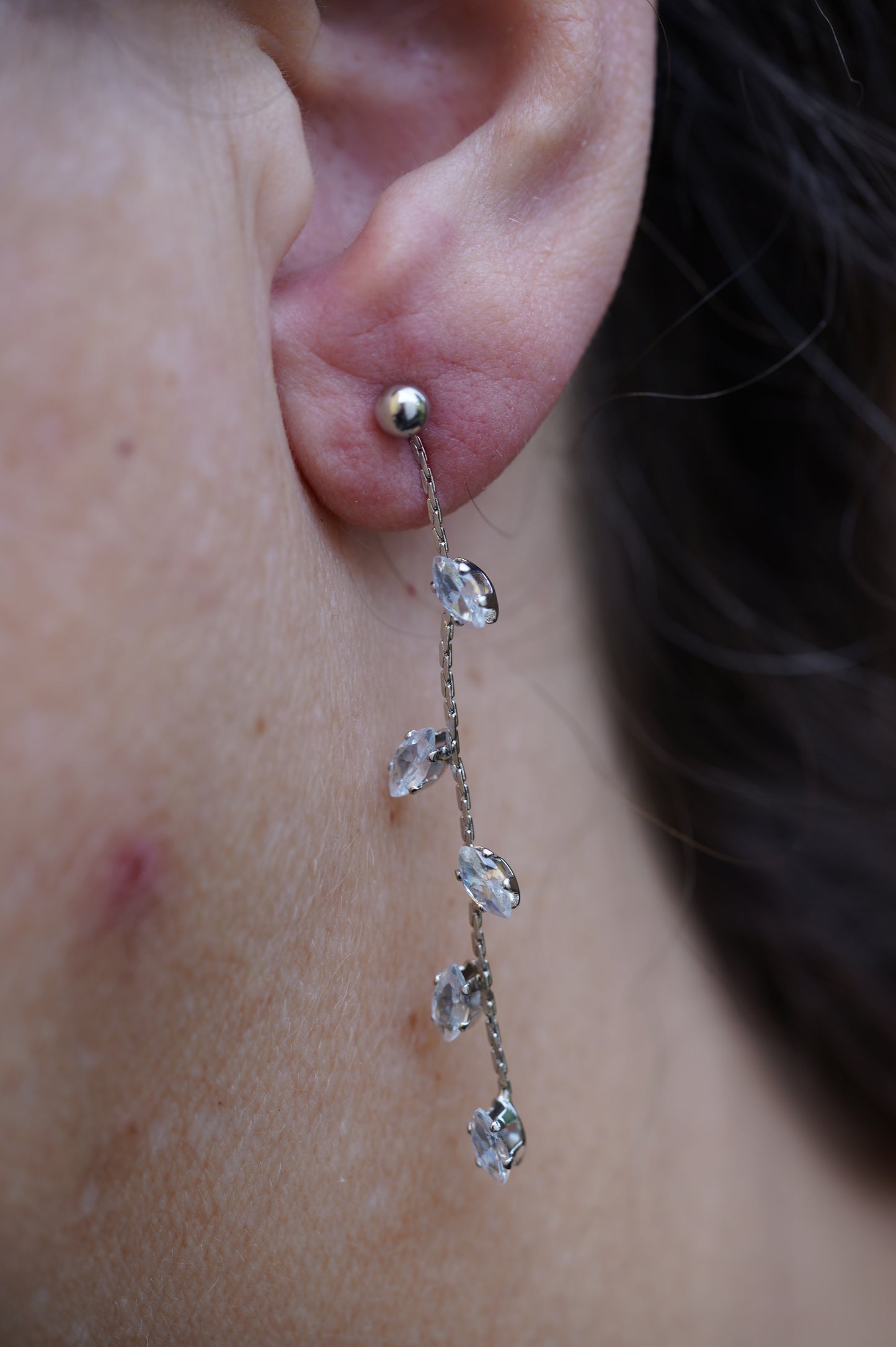 Silber Hänge Ohrringe , extra lange Silber Glitzer Ohrringe , Hochzeits Ohrringe silber 925