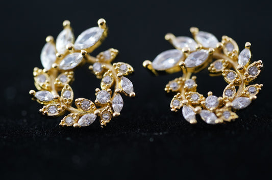 gold Reifen Ohrstecker,Blatt Ohrringe Zirkona, Zirkonia Mini Stecker, festliche Ohrringe, Geschenktipp Weihnachten, Geburtstagsgeschenk, Vatentinstagsgeschenk (Kopie) (Kopie)