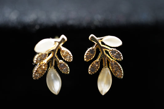 Blatt Ohrringe Opal silber 925 Hochzeits Ohrringe gold Geschenk Tipp Hochzeit