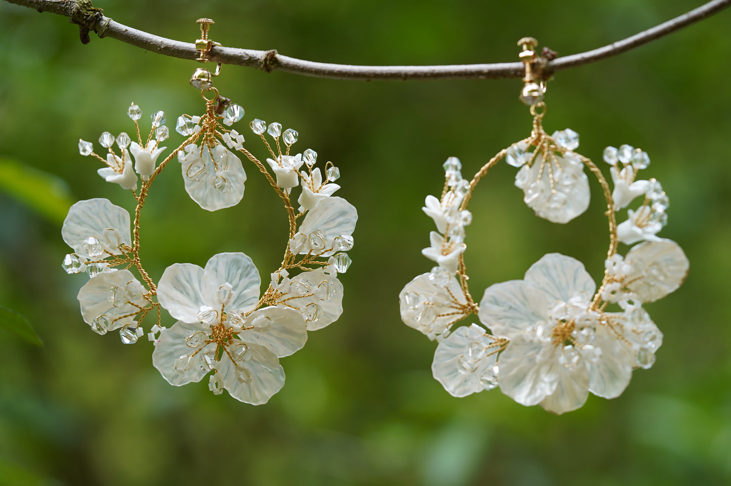 Blumen Boho Ohrringe gold, Statement Ohrringe Hochzeit, Geschenktipp Braut, Geburtstagsgeschenk , Weihnachtsgeschenkt,
