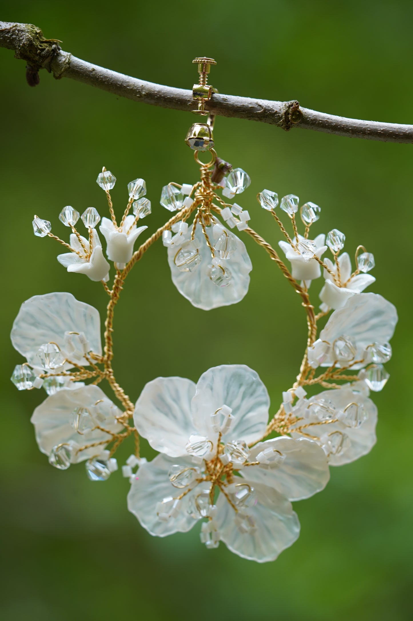 Blumen Boho Ohrringe gold, Statement Ohrringe Hochzeit, Geschenktipp Braut, Geburtstagsgeschenk , Weihnachtsgeschenkt,
