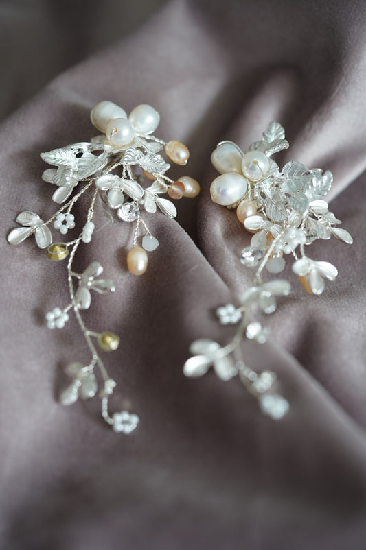 Braut Ohrringe Hochzeit, Perlen Ohrringe lang, Hänge Ohrringe im Boho Style Geschenktipp Hochzeit festliche Ohrringe