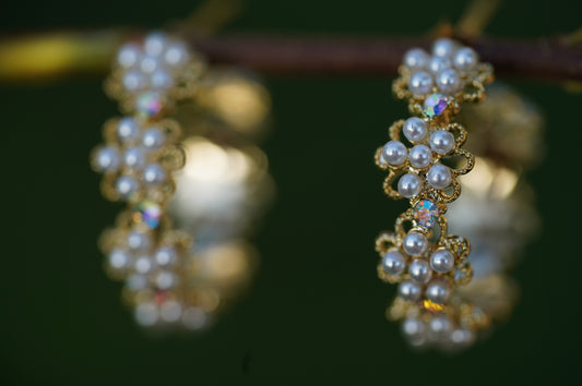 Perlen Creolen gold Vintage style Perlen Creolen Geschenktipp Hochzeit