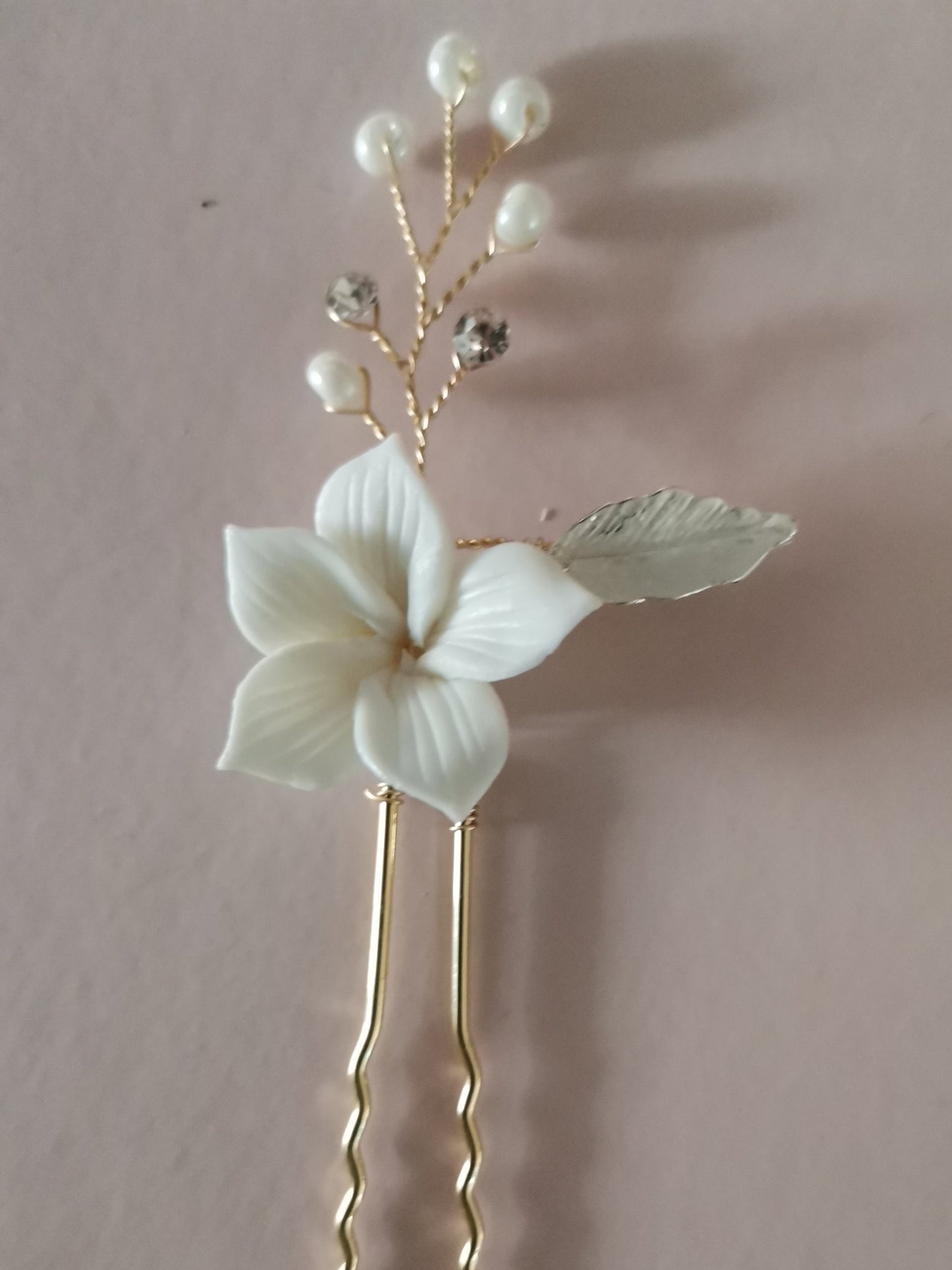 Braut Haarschmuck weise Blüte Hochzeits Haarpin gold Boho Haarnadel weise Blüte