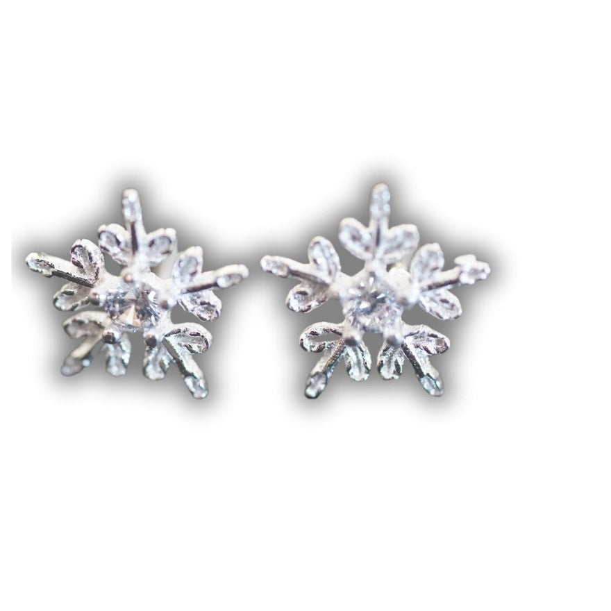 Schneeflocken Ohrringe silber 925,Ohrstecker Schneeflocke ,Eiskristall, Ohrschmuck für Kinder