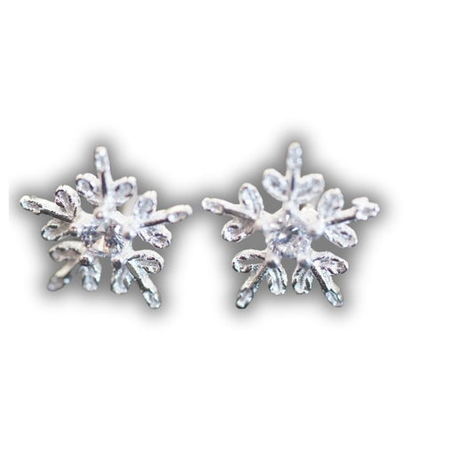 Schneeflocken Ohrringe silber 925,Ohrstecker Schneeflocke ,Eiskristall, Ohrschmuck für Kinder