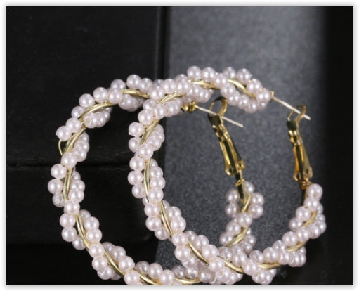 Damencreolen gold,Perlen Ohrschmuck , Handmade Perlen Ohrringe gold, Geschenktipp Weihnachten, Geburtstagsgeschenk