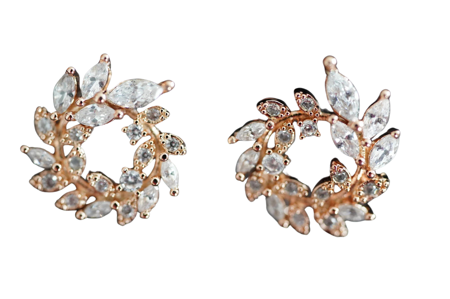 rosegold Reifen Ohrstecker,Blatt Ohrringe Zirkona, Zirkonia Mini Stecker, festliche Ohrringe, Geschenktipp Weihnachten, Geburtstagsgeschenk, Vatentinstagsgeschenk