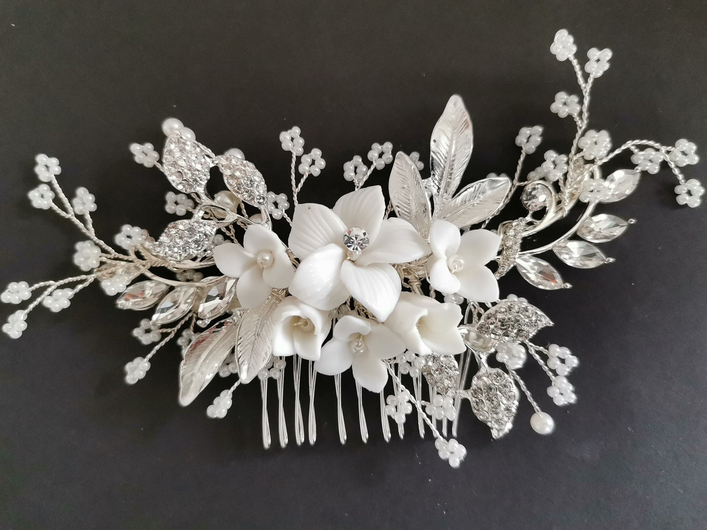 Braut Haarkamm rosegold,silber,gold, Hochzeits Haarkamm, Vintage Hochzeit, weise Blüten Haarkamm, Boho Hochzeit,