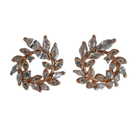 rosegold Reifen Ohrstecker,Blatt Ohrringe Zirkona, Zirkonia Mini Stecker, festliche Ohrringe, Geschenktipp Weihnachten, Geburtstagsgeschenk, Vatentinstagsgeschenk